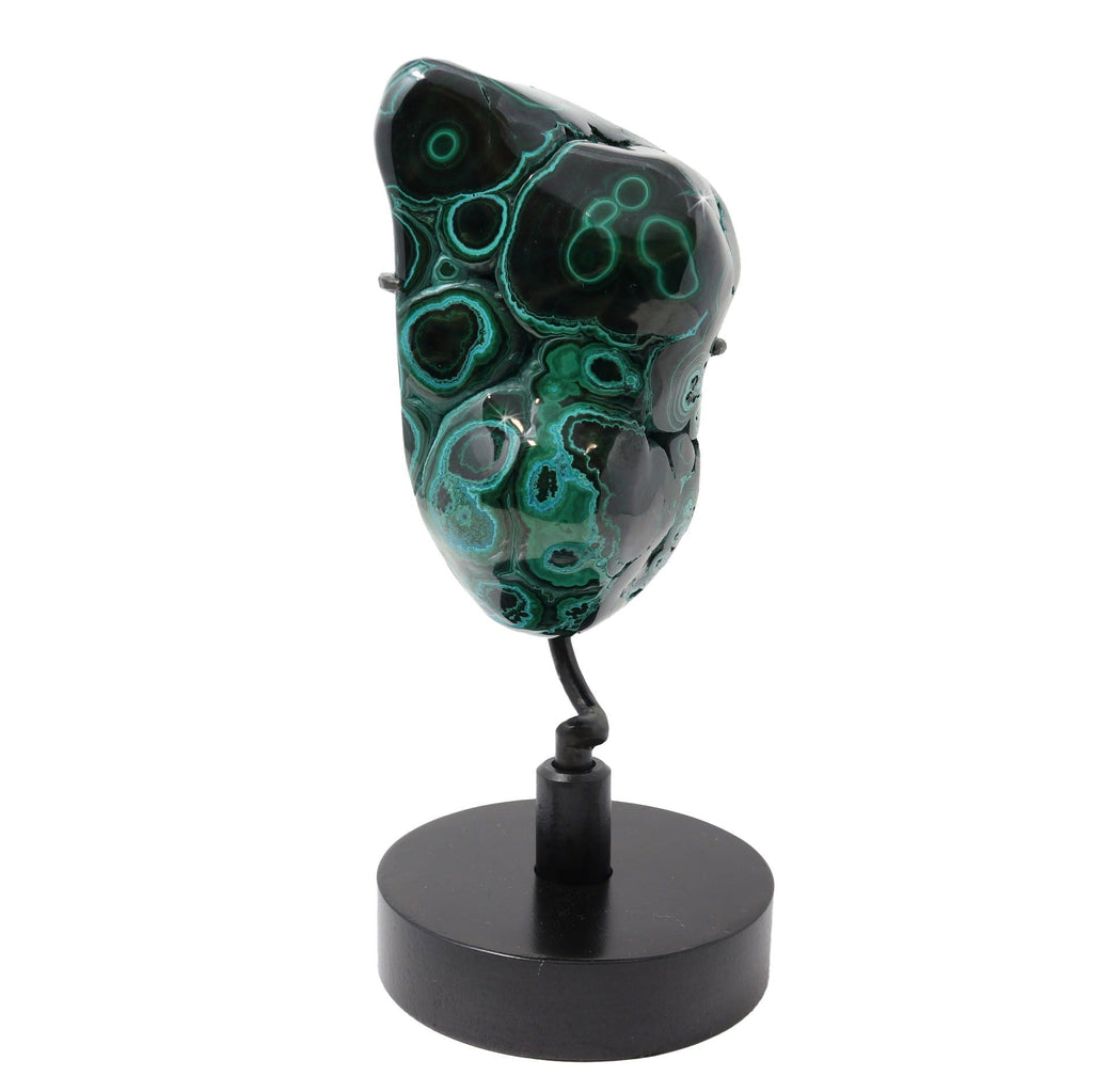 Chrysocolla Malachite Polished Freeform on Custom Black Spinner Stand