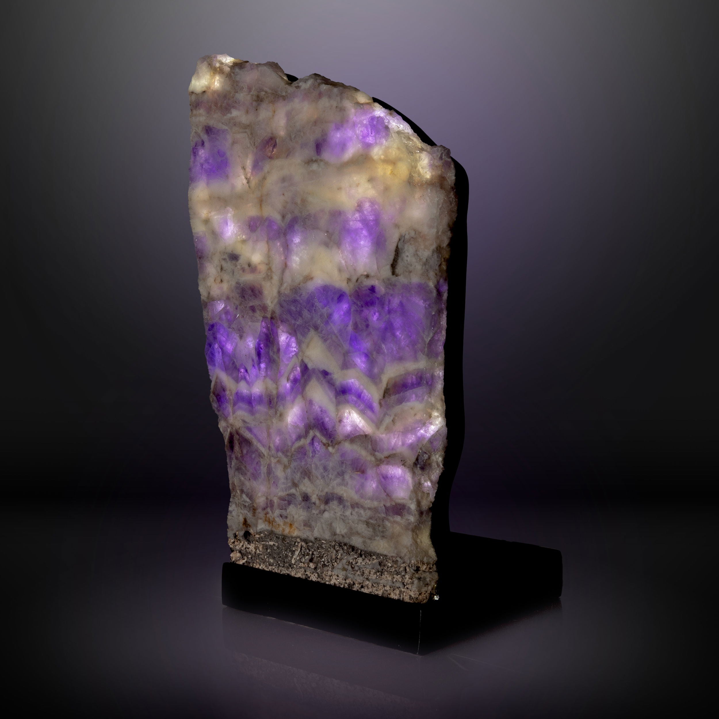 Amethyst Slice Table Lamp Pair with Chevron Horizontal Banding