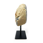Geode White Agate with Gray Banding and Druze Center on a Post Stand