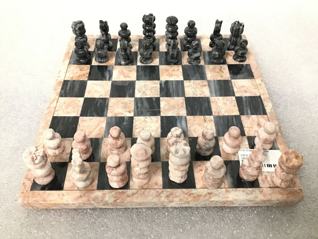 Chess Set Hand Carved Mexican Onyx Stone - Small 7.5