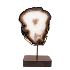 Agate Slice with Vibrant Colors and Intricate Patterns on a Custom Stand