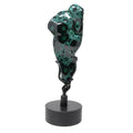 Chrysocolla Malachite Polished Emerald Green and Glossy Black on a Custom Spinner Stand