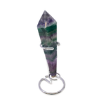 Rainbow Fluorite Tapered Point with Stainless Steel Spiral Stand 6"