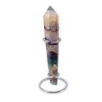 Rainbow Fluorite Tapered Point with Stainless Steel Spiral Stand 6.25"