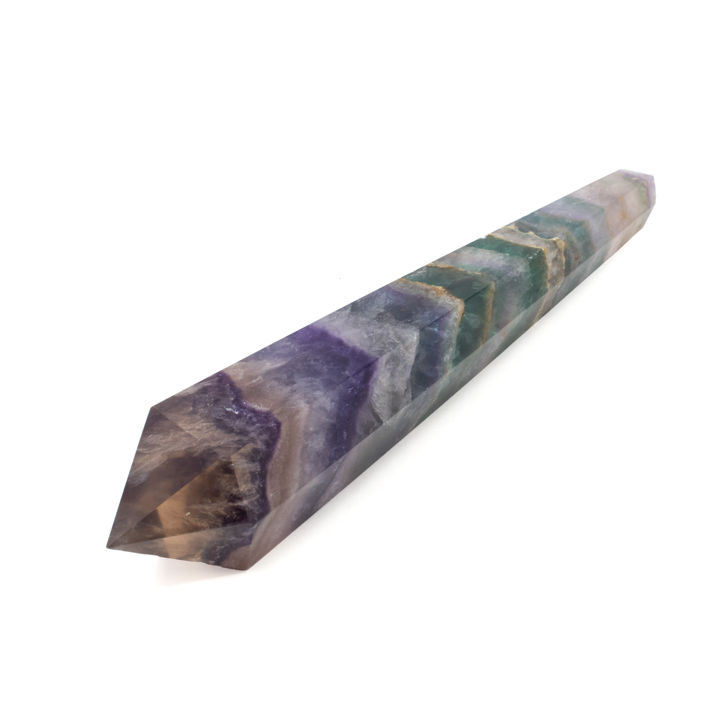 Rainbow Fluorite Tapered Point with Stainless Steel Spiral Stand 9"