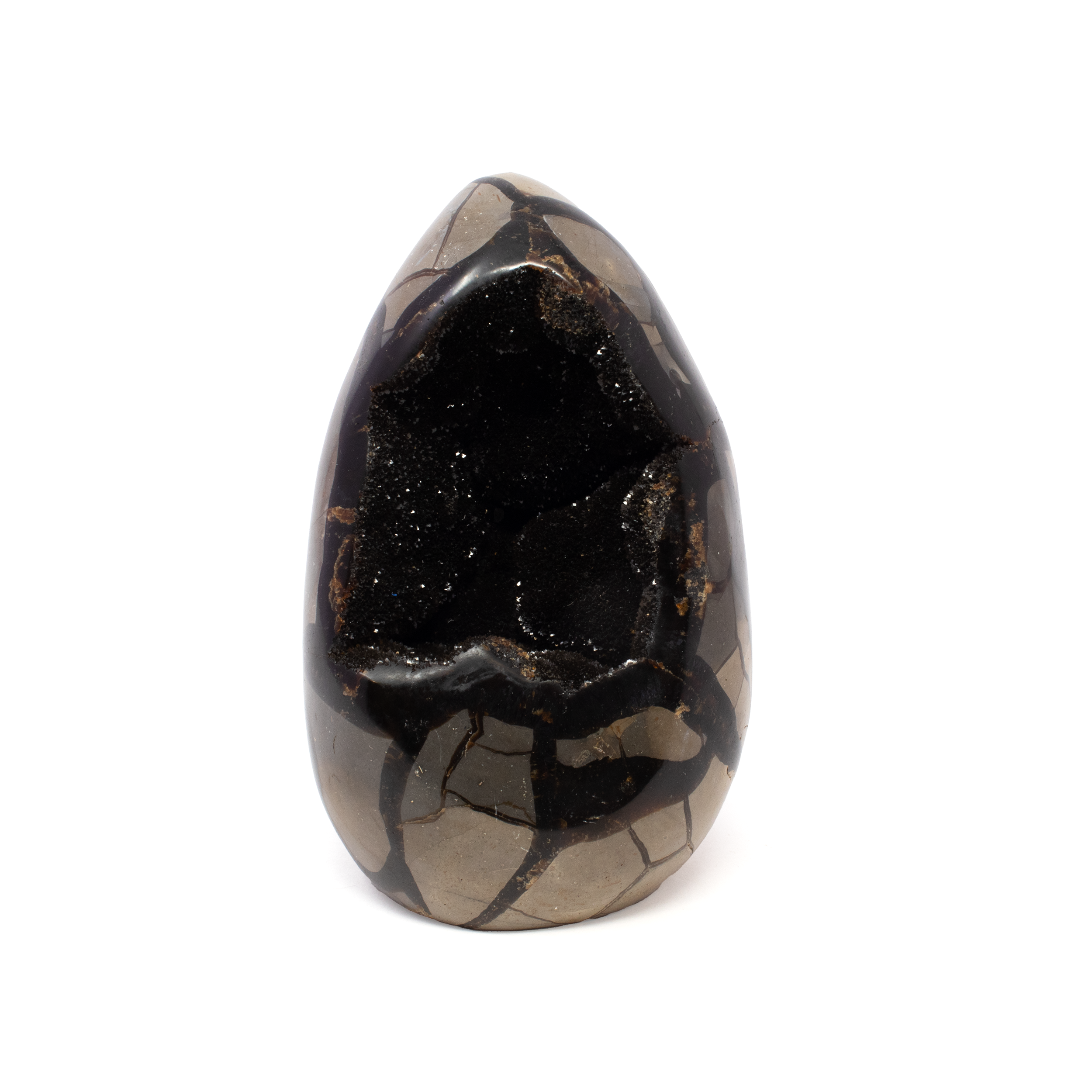 Septarian Druze Geode Freeform Egg with Cut Base from Madagascar
