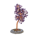 Amethyst Copper Wire Beaded Tree on Agate Slice Base 8"