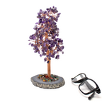 Amethyst Copper Wire Beaded Tree on Agate Slice Base 8"