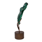 Chrysocolla Malachite Polished Vivid Green and Blue Swirls on Custom Etched Copper Spinning Stand