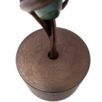 Chrysocolla Malachite Polished Vivid Green and Blue Swirls on Custom Etched Copper Spinning Stand