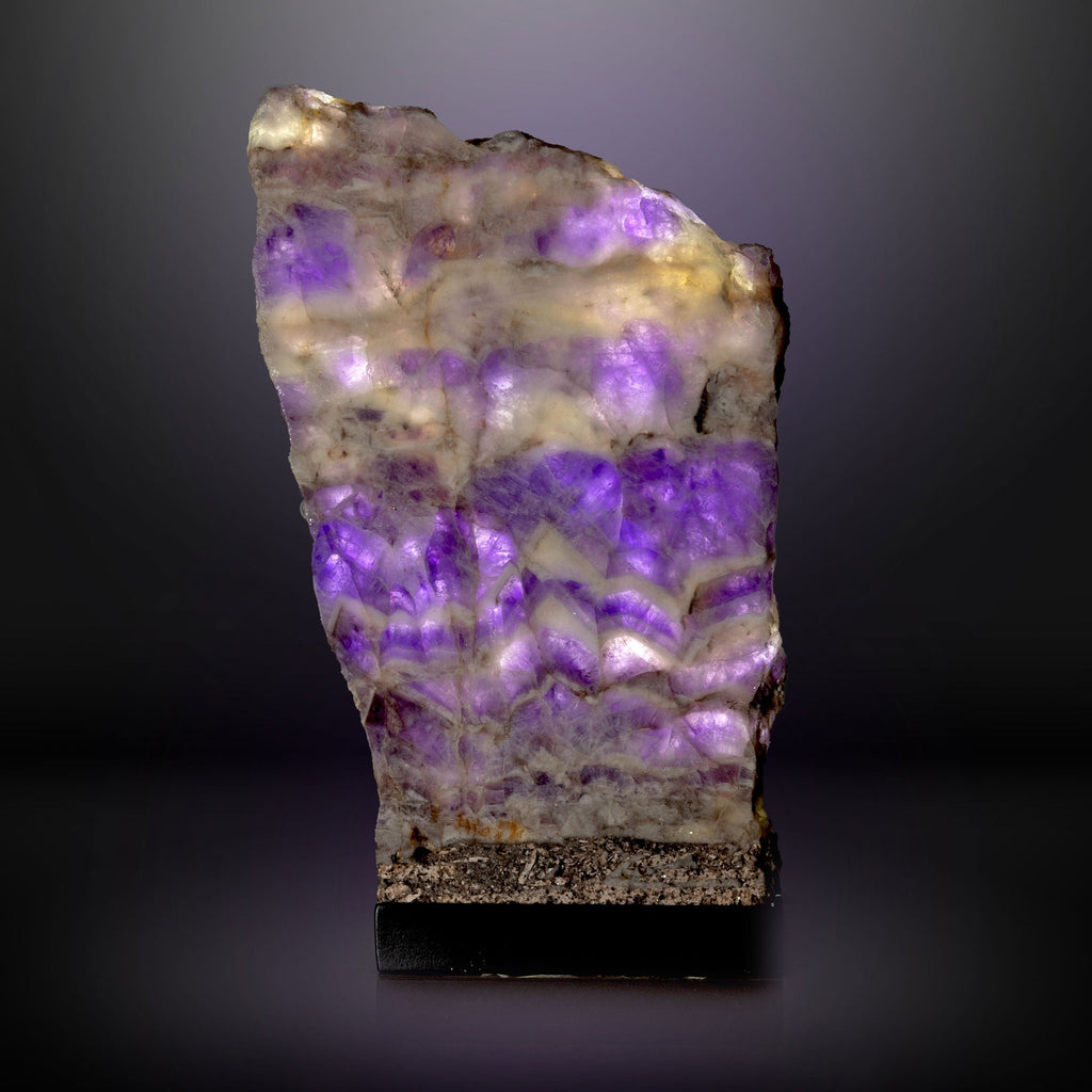 Amethyst Slice Table Lamp Pair with Chevron Horizontal Banding