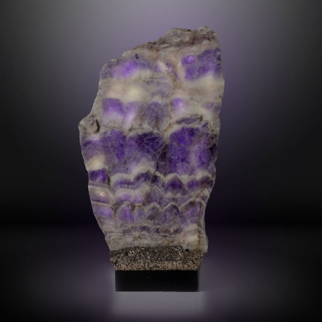 Amethyst Slice Table Lamp Pair with Chevron Horizontal Banding