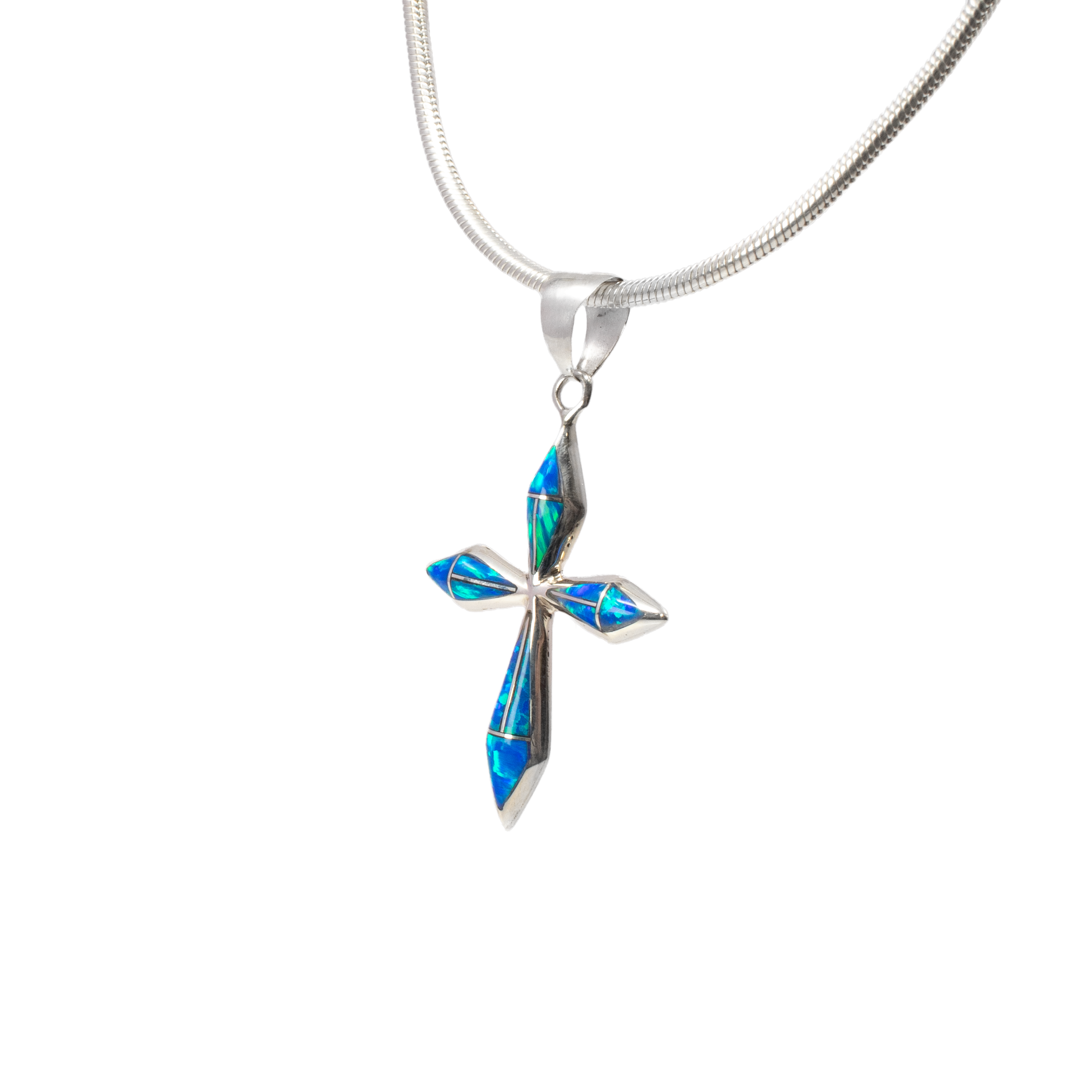 Cross Pendant Blue Opal