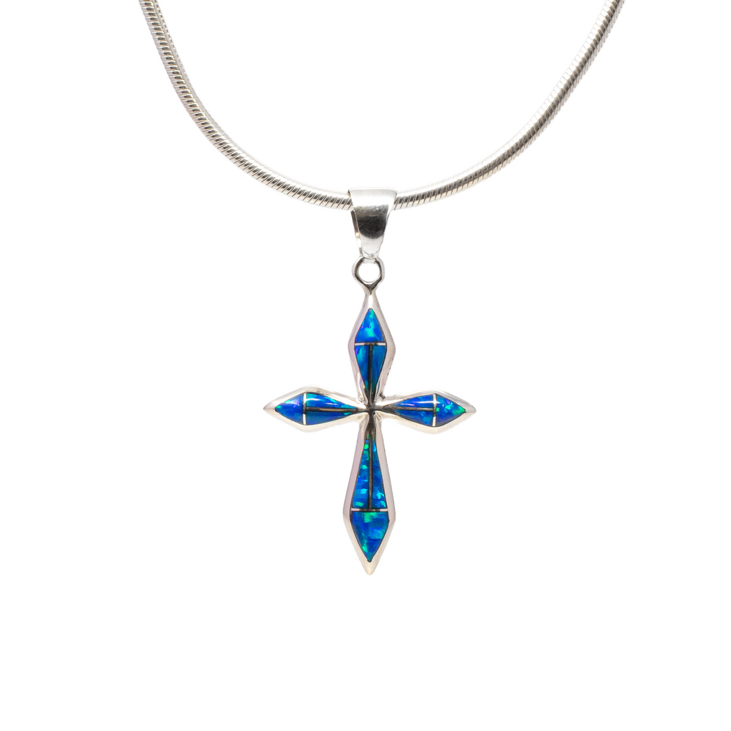 Cross Pendant Blue Opal