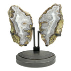 Agate Geode Agua Nuvea Pair on Custom Swivel Stand