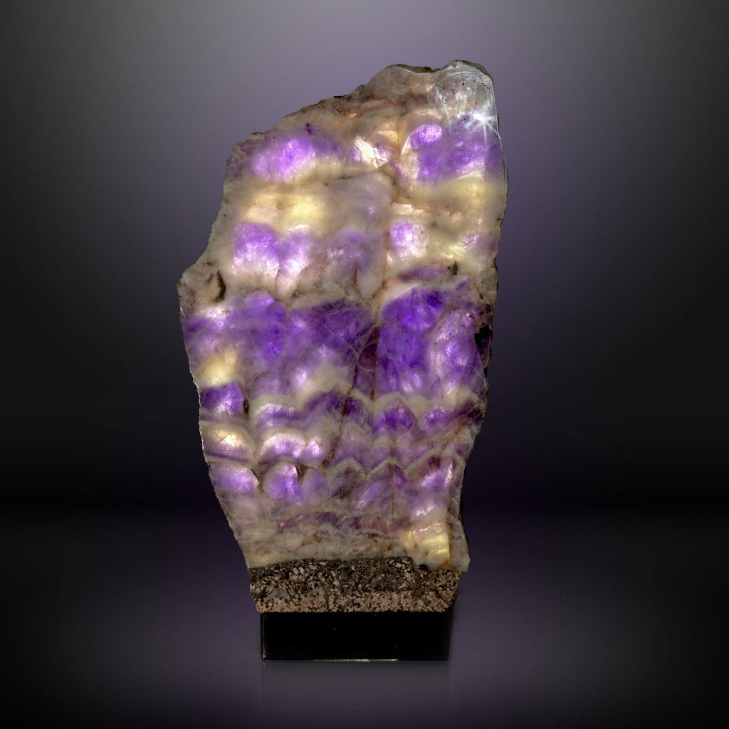 Amethyst Slice Table Lamp Pair with Chevron Horizontal Banding