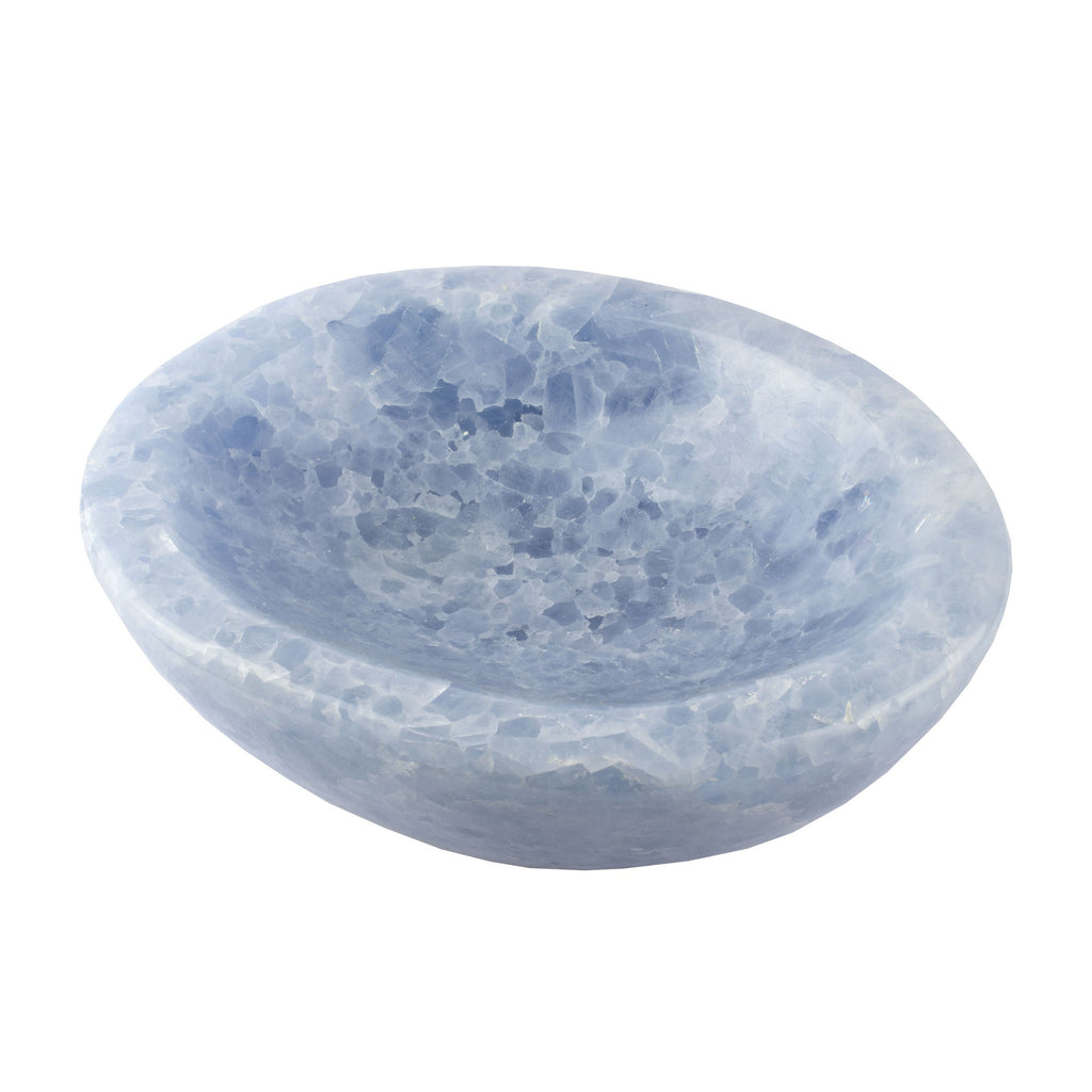 Blue Calcite Dish with Large Crystals