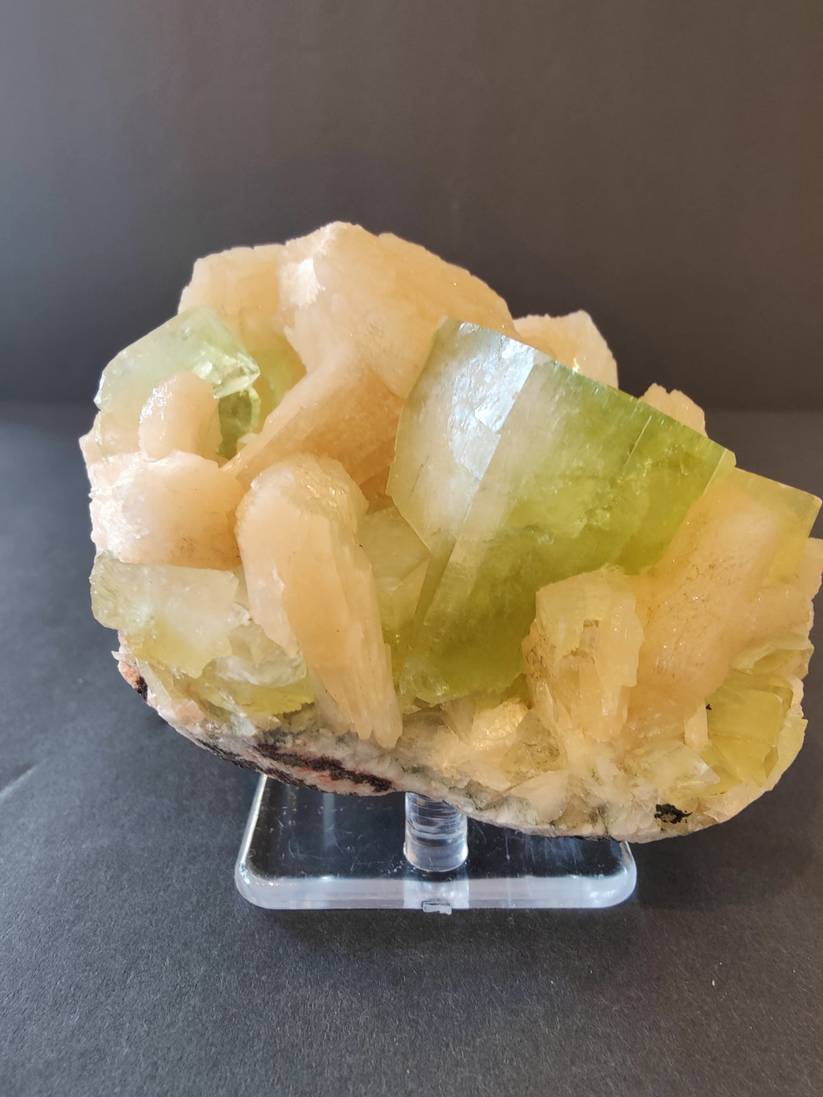 Apophyllite Green Cubes with Peach Stilbite