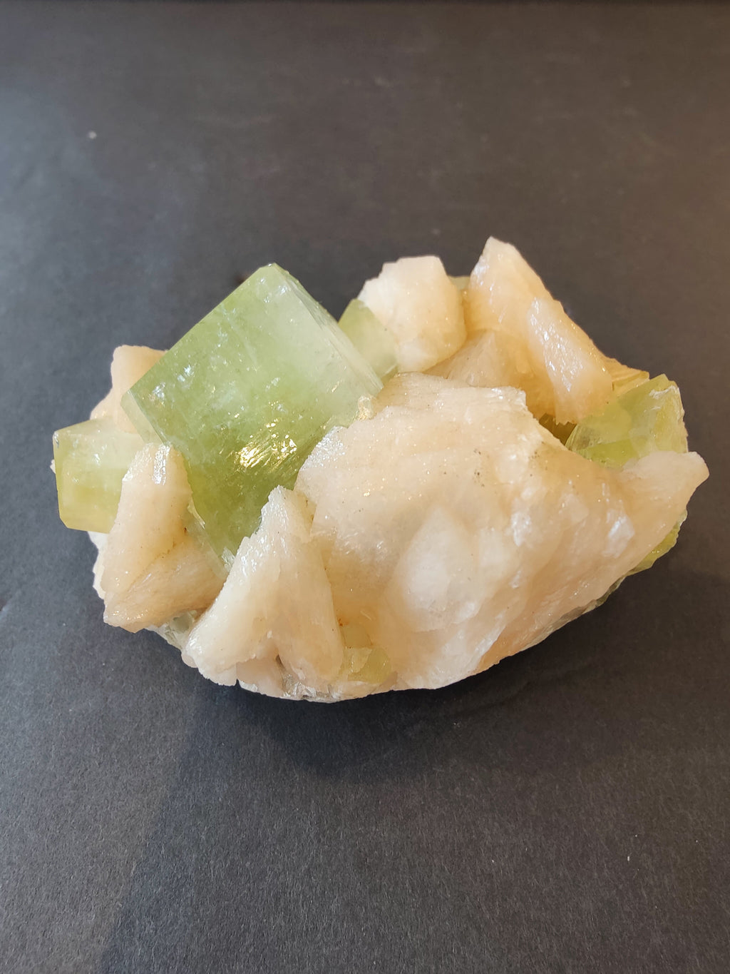 Apophyllite Green Cubes with Peach Stilbite