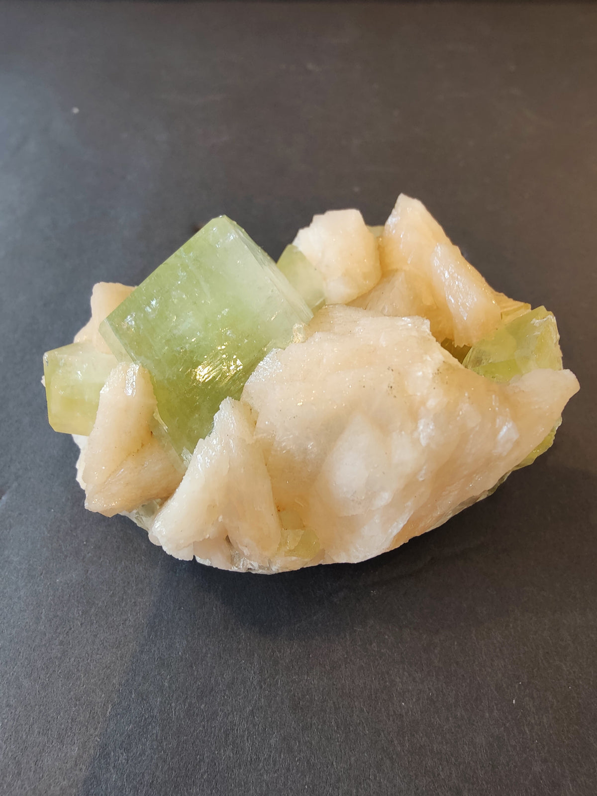 Apophyllite Green Cubes with Peach Stilbite