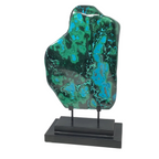 Chrysocolla Malachite Freeform Large Polished A+ Specimen on Custom 2-Step Black Base