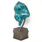 Chrysocolla Malachite Freeform Polished A+ Specimen on Custom Designer Hexagonal Bronze Base