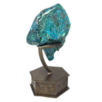 Chrysocolla Malachite Freeform Polished A+ Specimen on Custom Designer Hexagonal Bronze Base