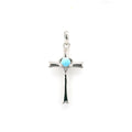 Cross Pendant Larimar 3mm Round Cabochon Prong Set