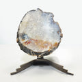 Agate Slice with Red Gold Blue Inclusions in a Custom Stand