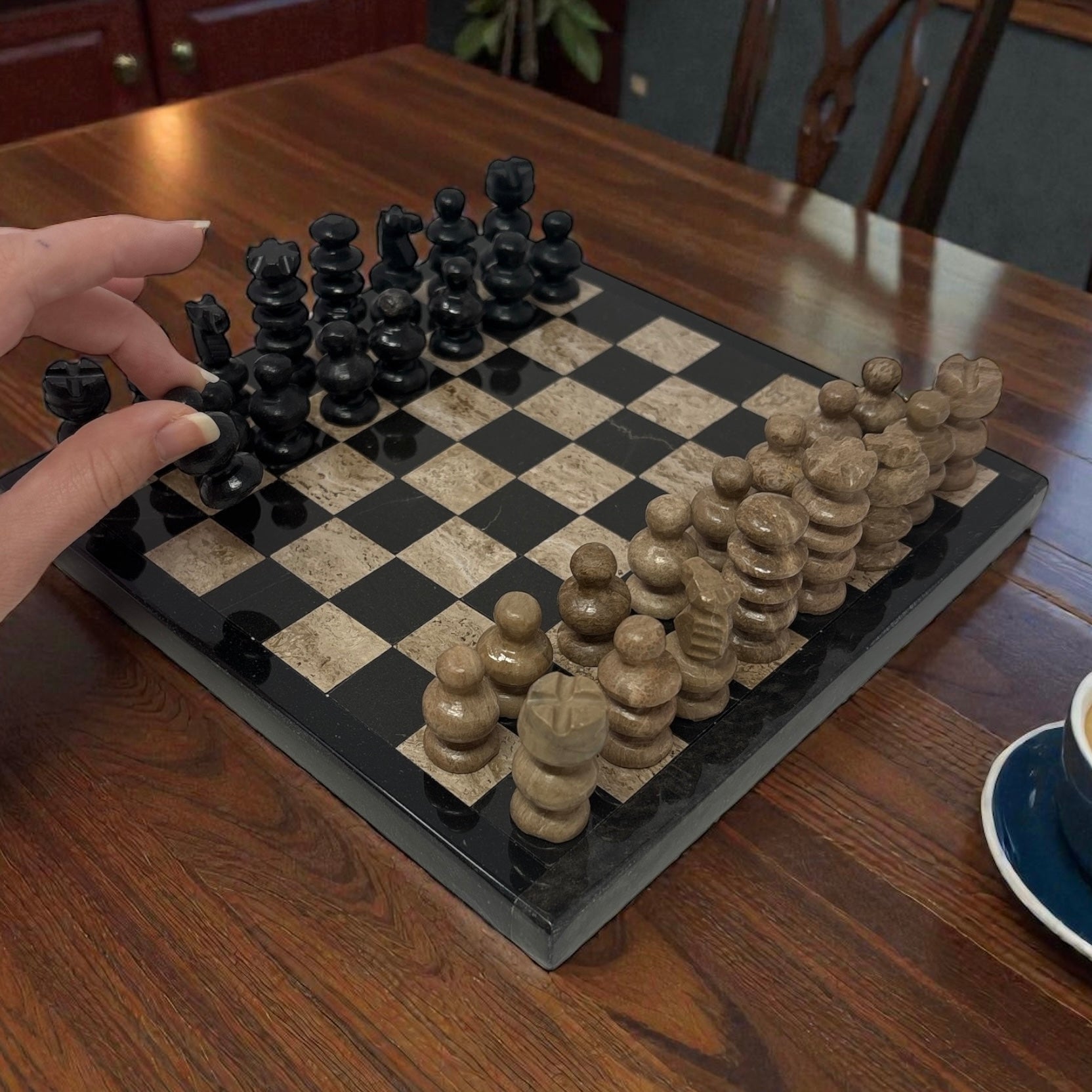 Chess Set Hand Carved Mexican Onyx Stone - Small 7.5