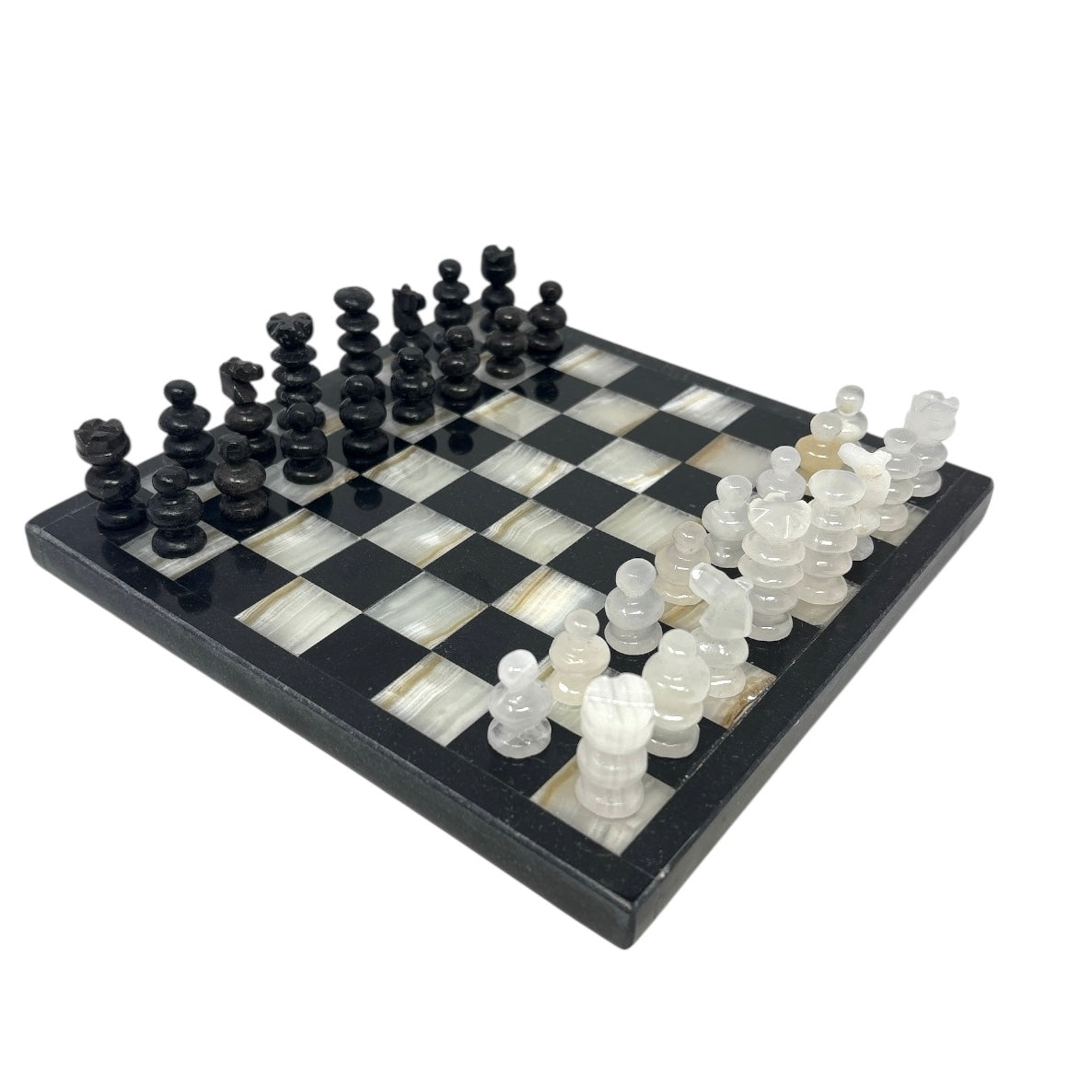 Chess Set Hand Carved Mexican Onyx Stone - Small 7.5