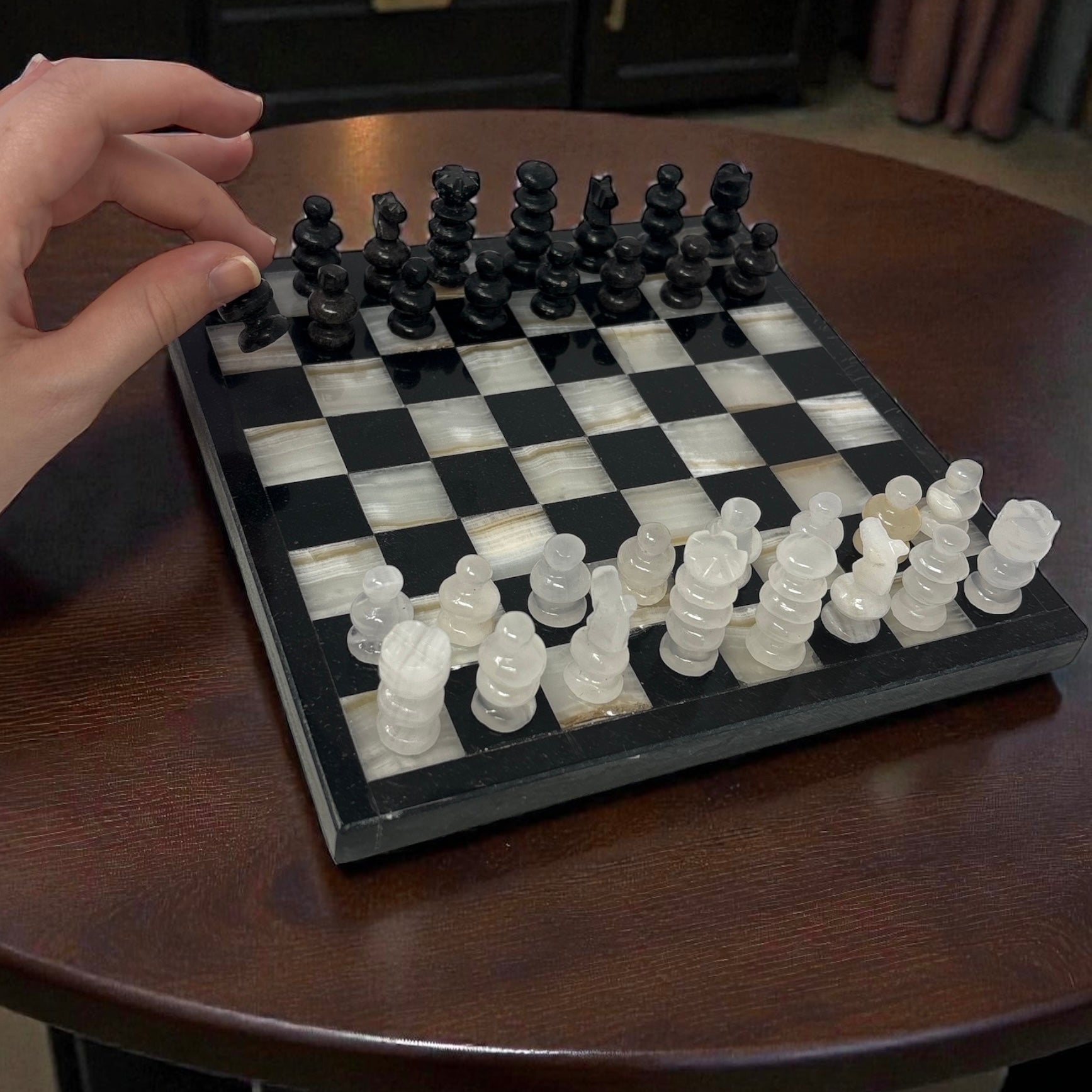 Chess Set Hand Carved Mexican Onyx Stone - Small 7.5