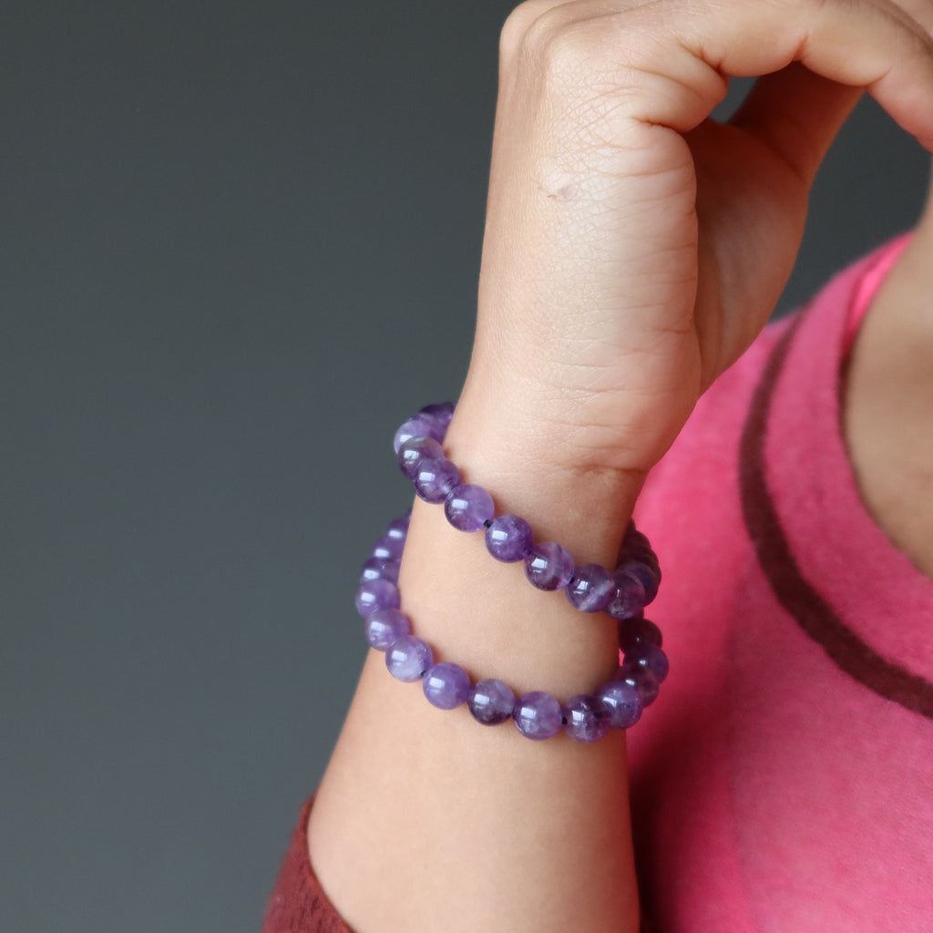 Amethyst Bracelet Lilac Purple Gemstone Beads