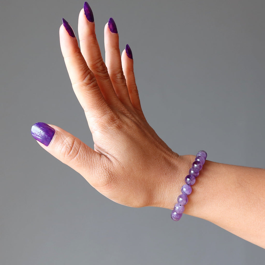 Amethyst Bracelet Lilac Purple Gemstone Beads