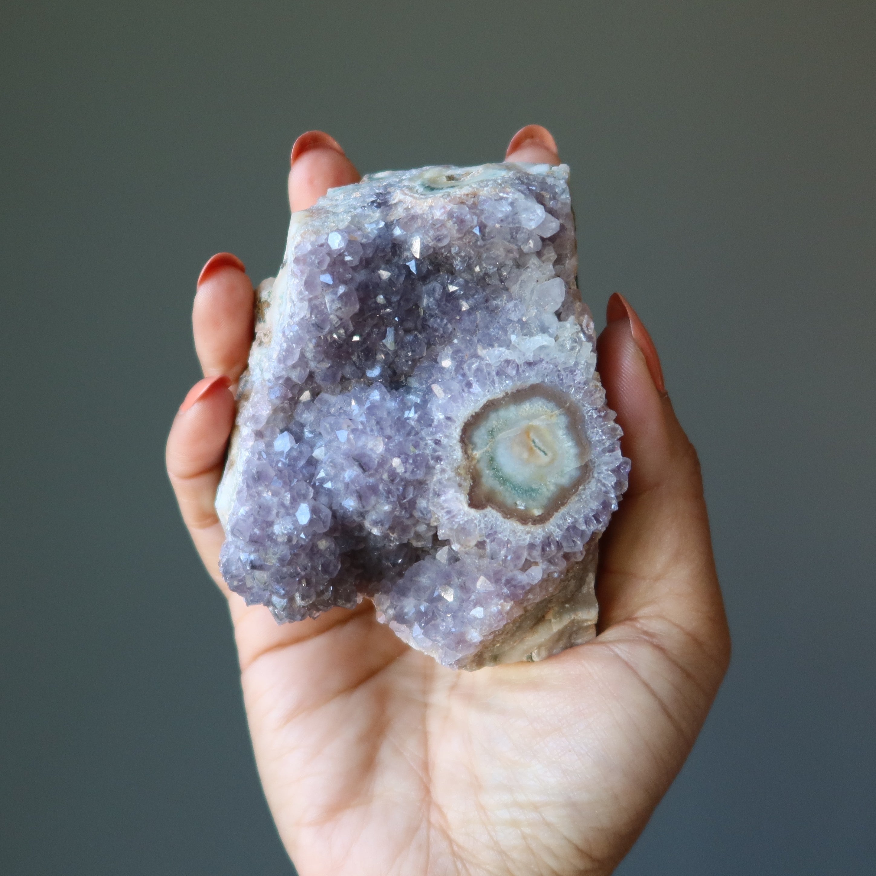 Amethyst Cluster with Rare Stalactite Eye Formations