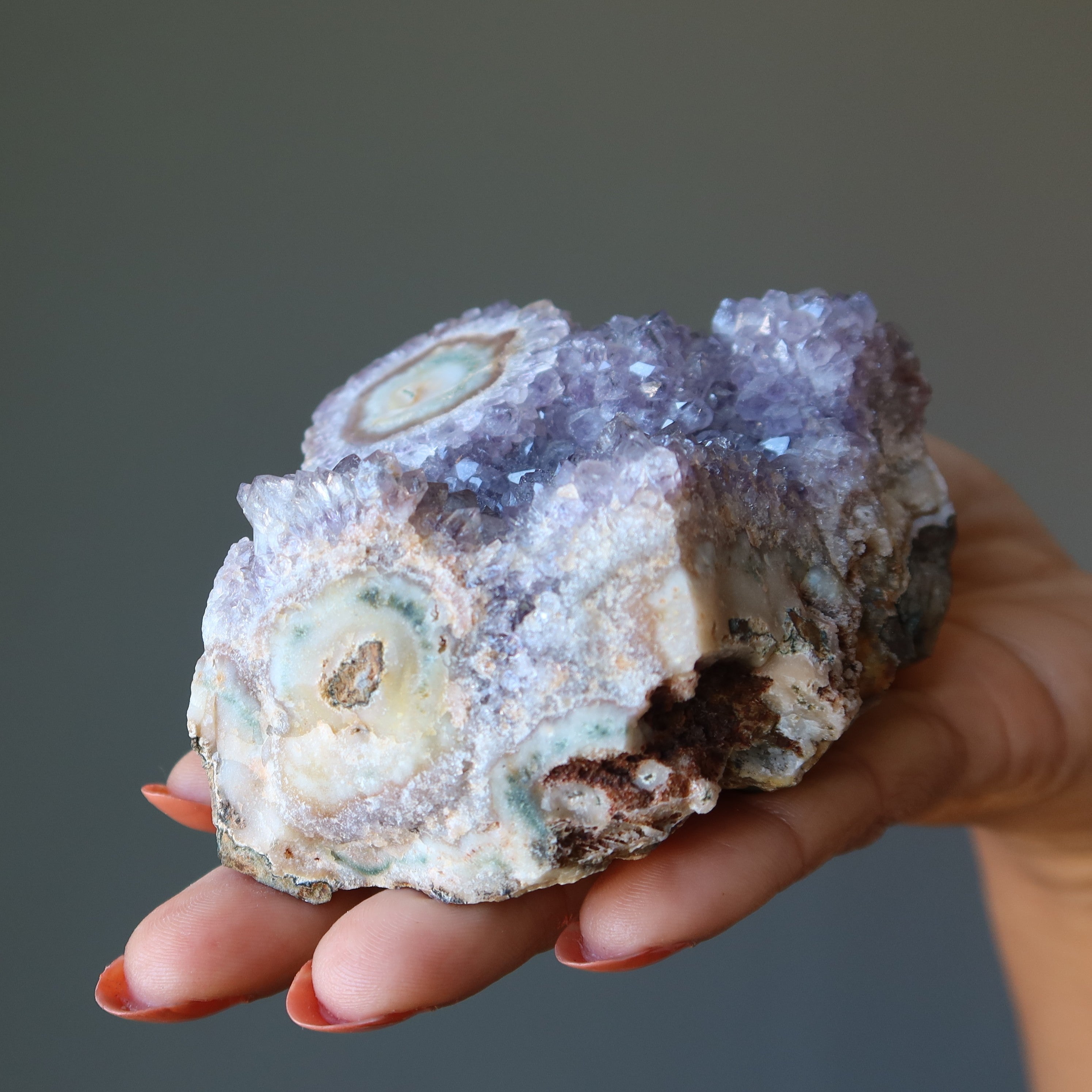 Amethyst Cluster with Rare Stalactite Eye Formations
