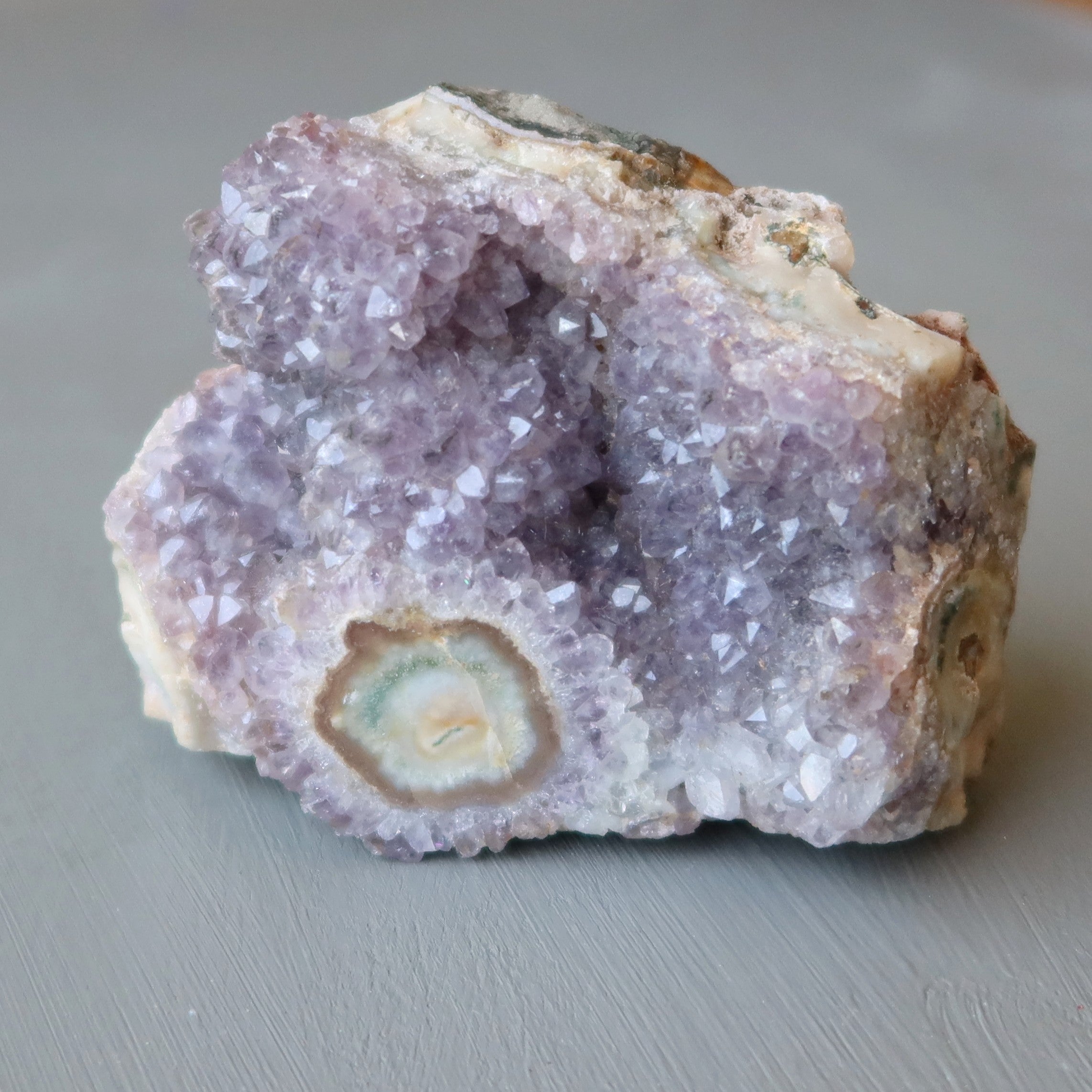 Amethyst Cluster with Rare Stalactite Eye Formations