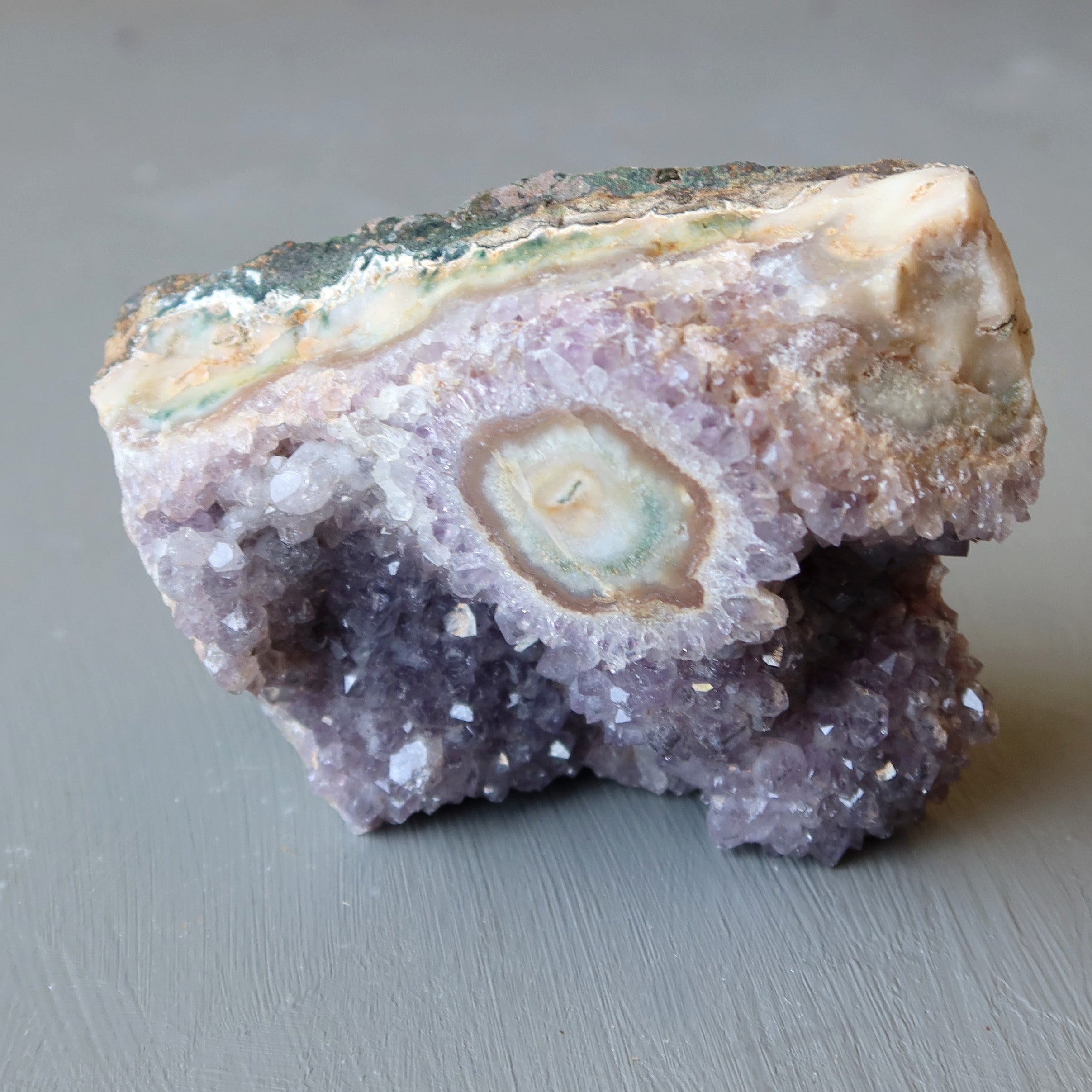Amethyst Cluster with Rare Stalactite Eye Formations