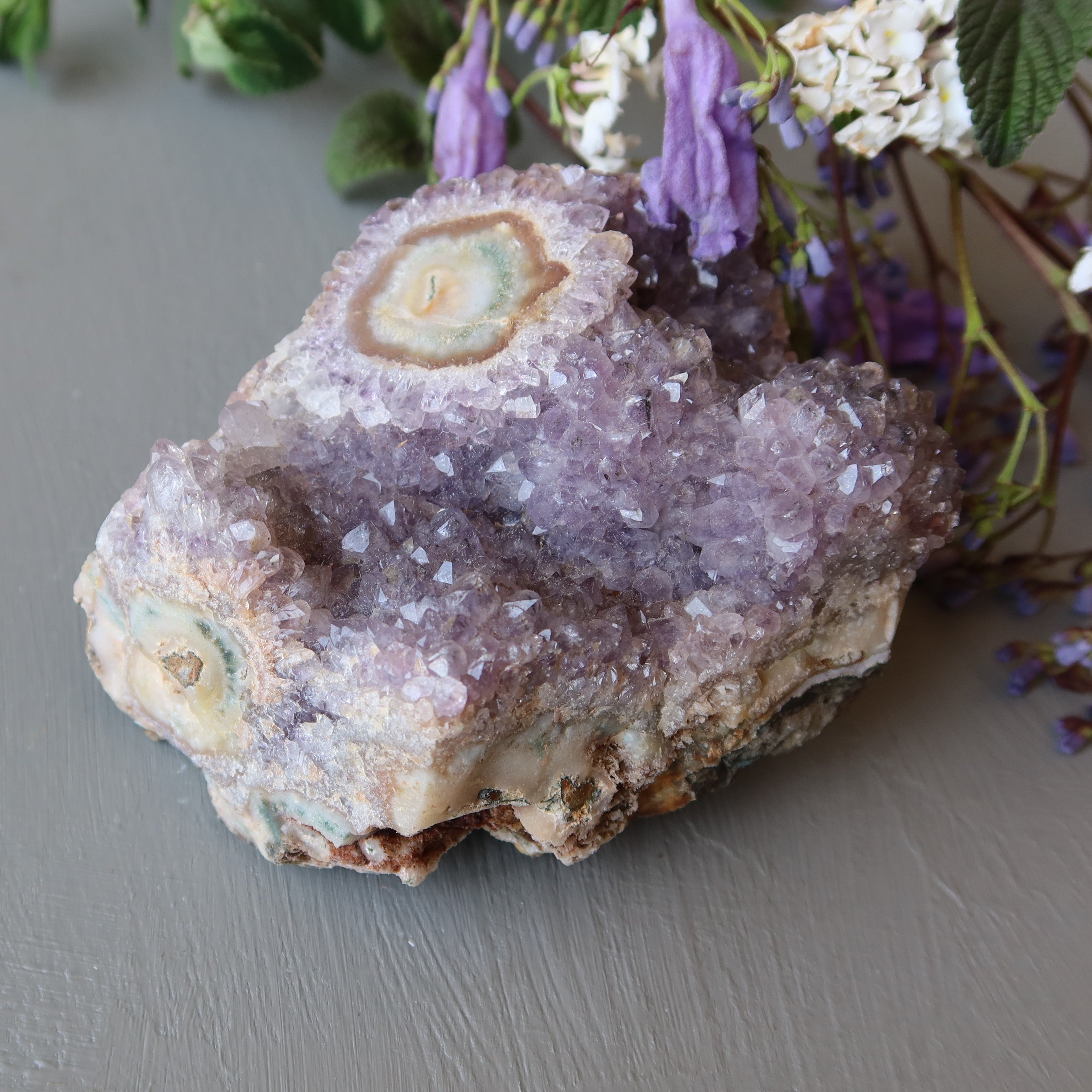 Amethyst Cluster with Rare Stalactite Eye Formations
