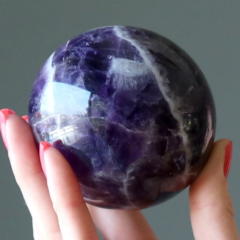 Amethyst Sphere Angel Wing Purple Chevron Crystal Ball