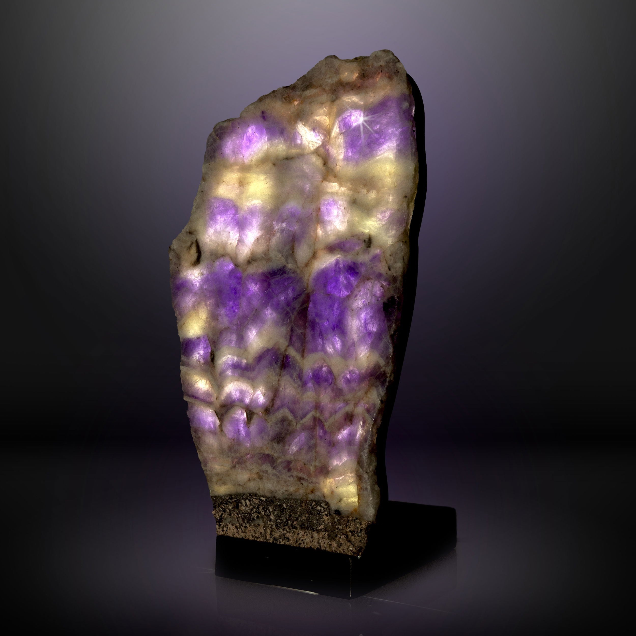 Amethyst Slice Table Lamp Pair with Chevron Horizontal Banding