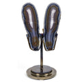 Agate Slice Pair Thick Blue Rim and Carnelian Center on a Custom Metal Stand