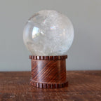 Display Stand Tall Brown Wood Holder for Crystal Balls