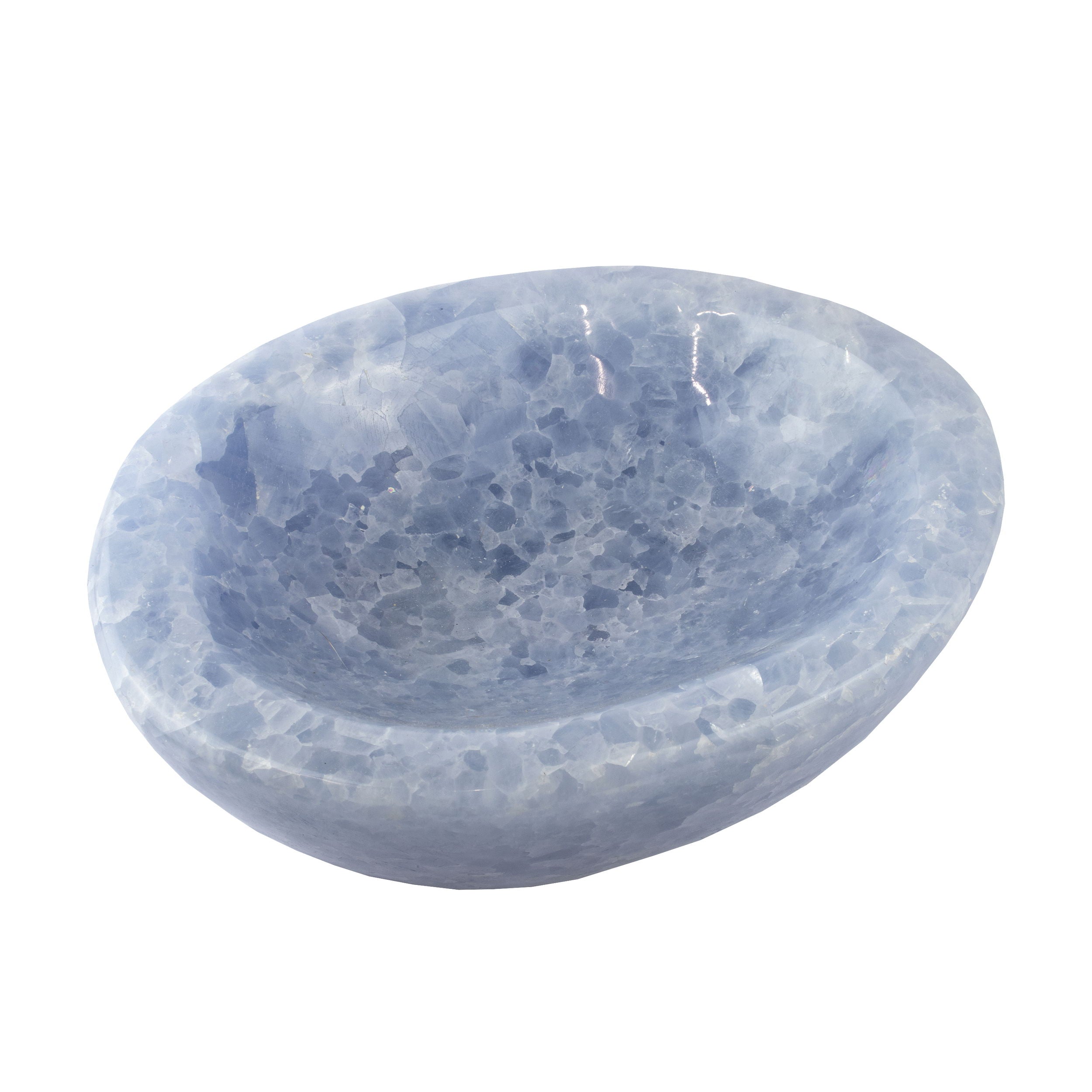 Blue Calcite Dish with Large Crystals