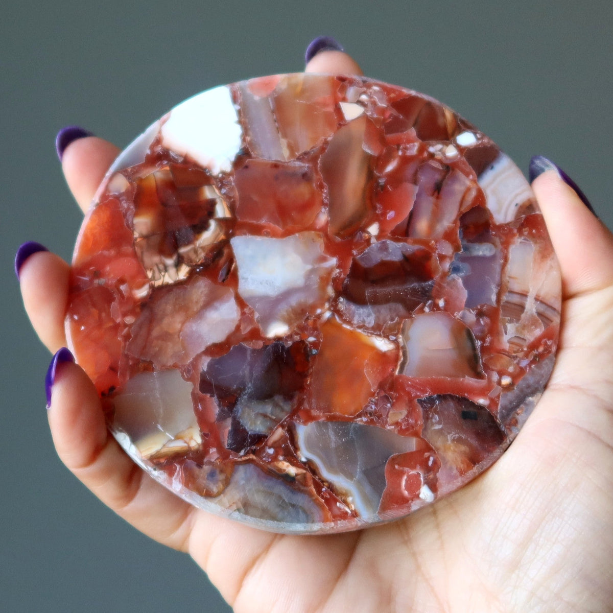 Carnelian Coaster Reddish-Orange Stone