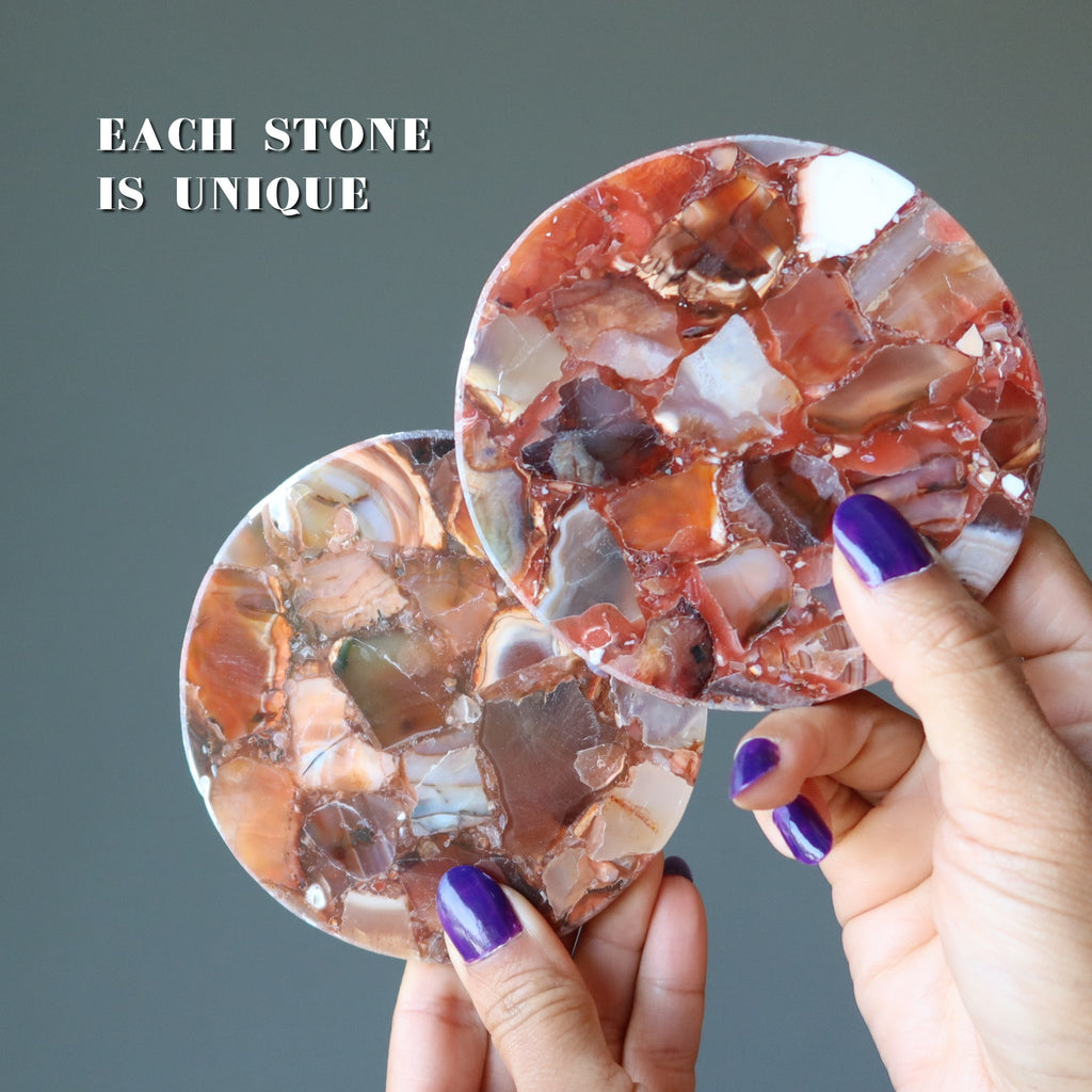 Carnelian Coaster Reddish-Orange Stone