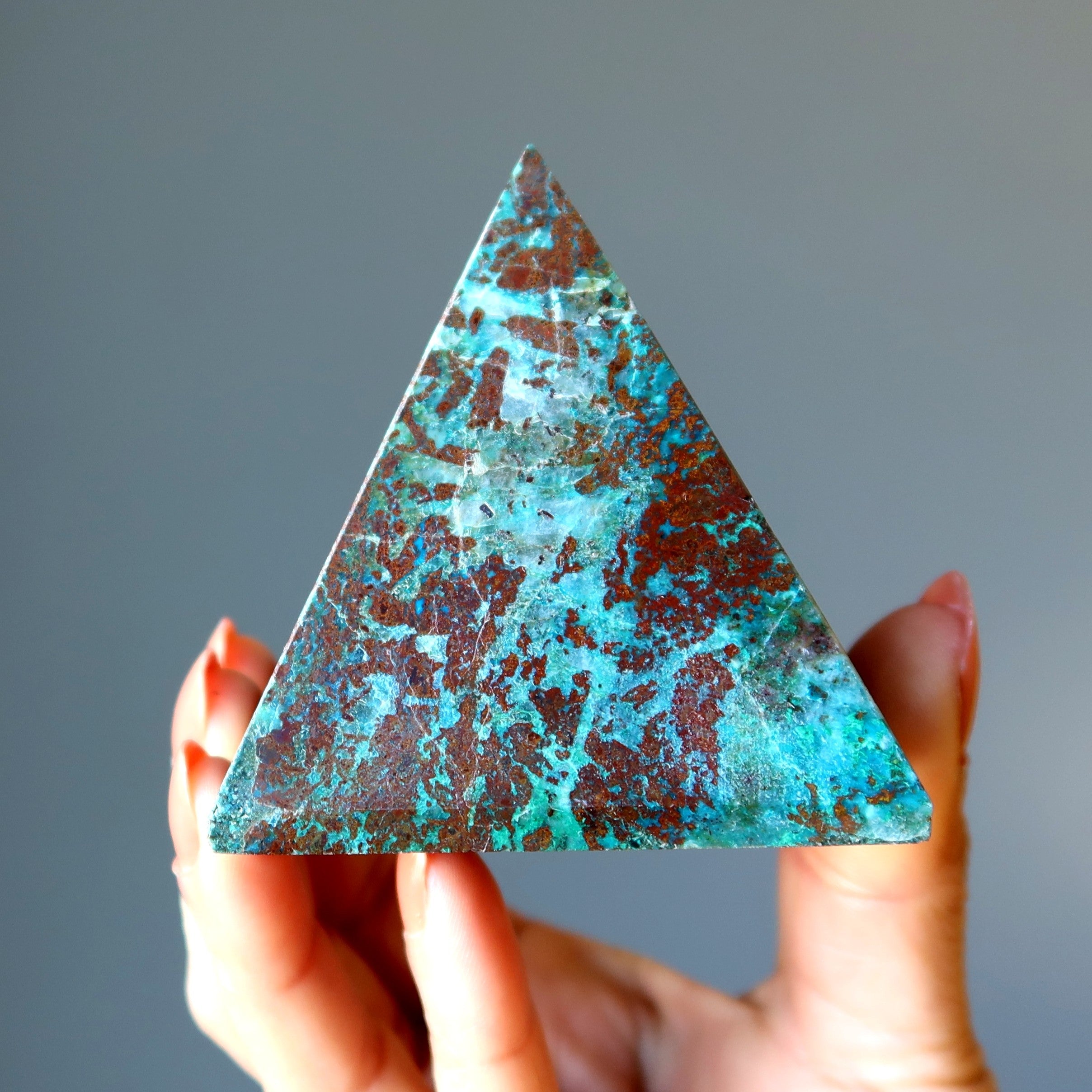 Chrysocolla Pyramid Blue Green Red Cuprite Stone