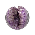 Amethyst Geode Sphere with Crystal Crevasse & Deep Blue Agate on Lucite Ring Stand