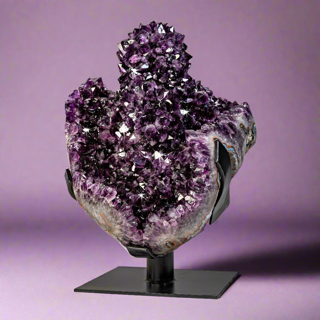 Amethyst Crystal A+ Stalactite Specimen on Custom Fitted Stand