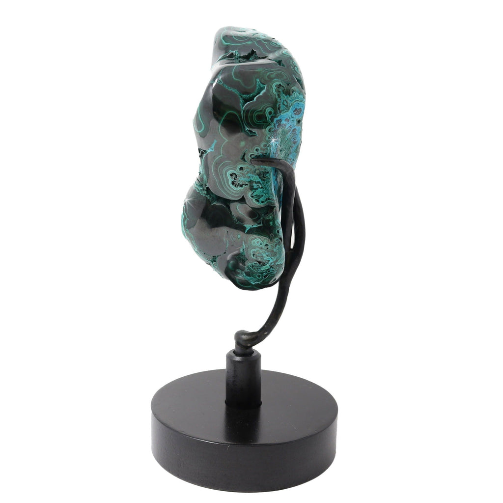 Chrysocolla Malachite Polished Freeform on Custom Black Spinner Stand
